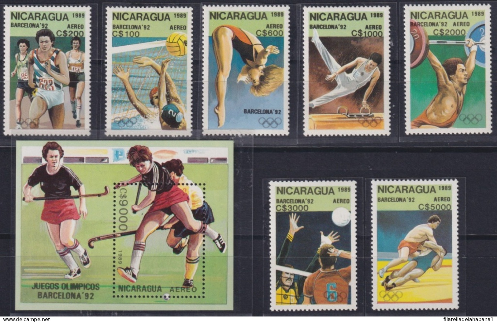 F-EX48888 NICARAGUA MNH 1989 OLYMPIC BARCELONA ATHLETISM JOCKEY SOCCER SWIMING.  - Verano 1992: Barcelona
