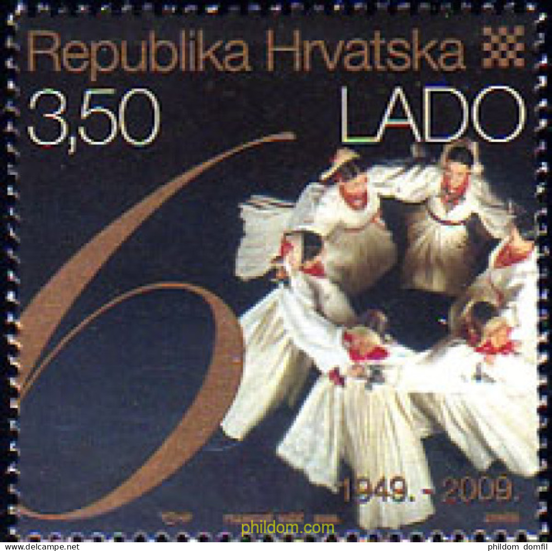 239105 MNH CROACIA 2009 60º ANIVERSARIO DEL GRUPO NACIONAL DE BAILARINES FOLCLORICOS LADO - Kroatien