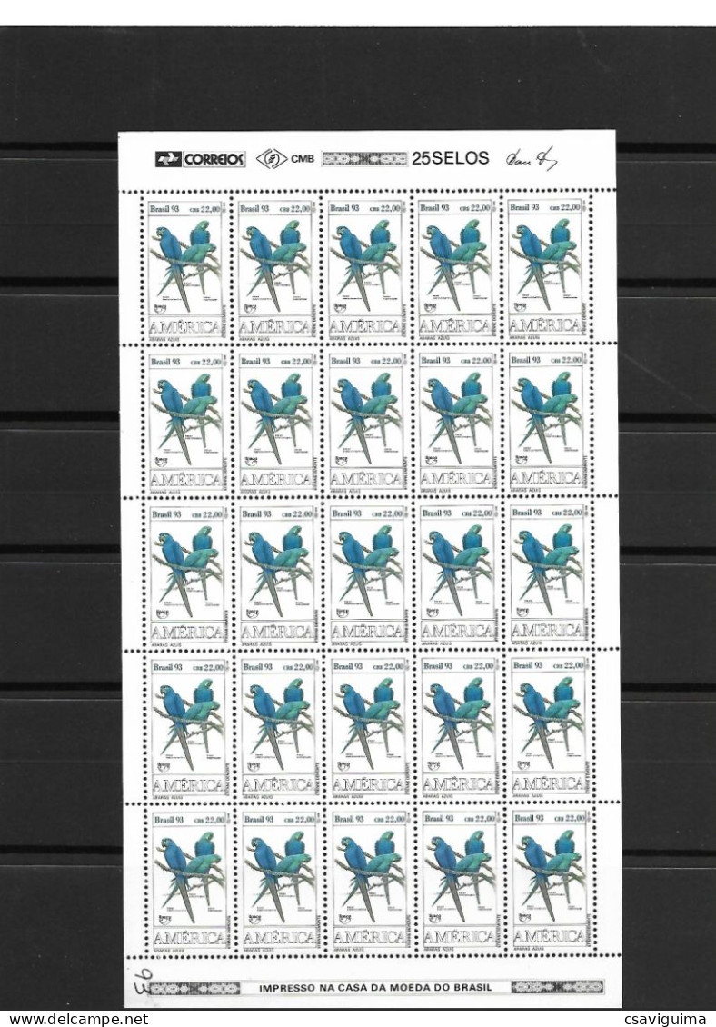 Brasil (Brazil) - 1993 - FULL SHEET: Birds Endangered - Yv 2136/37 - Perroquets & Tropicaux