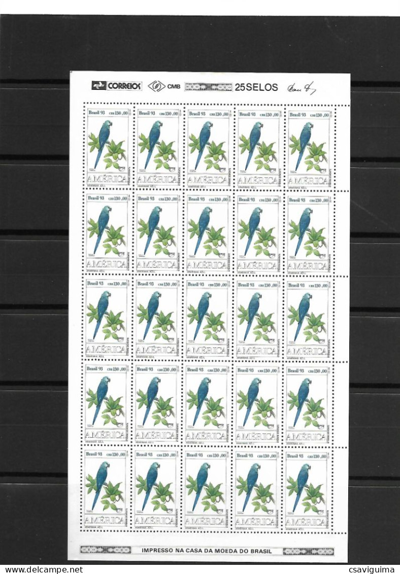 Brasil (Brazil) - 1993 - FULL SHEET: Birds Endangered - Yv 2136/37 - Perroquets & Tropicaux