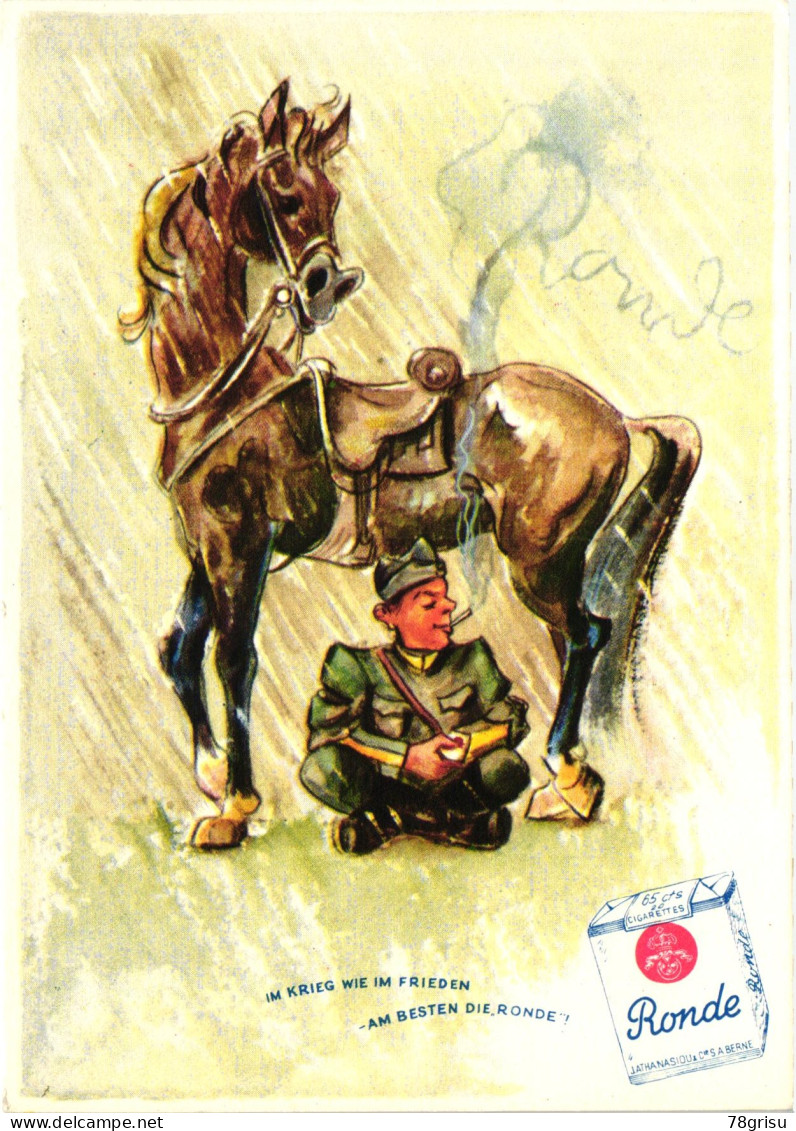 Schweiz Feldpostkarte, Krieg Wie Im Frieden Ronde Cigarettes - Dokumente