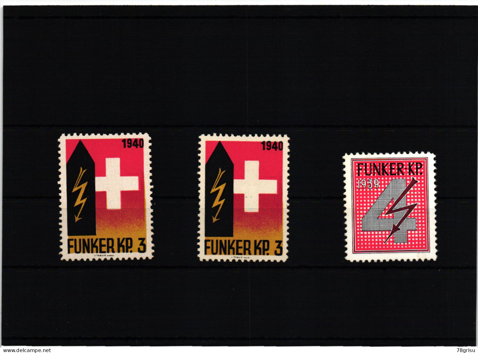 Schweiz Soldatenmarken, Fk.KP. 1939 Funker Kompanie Cp Radio 1940 - Vignettes