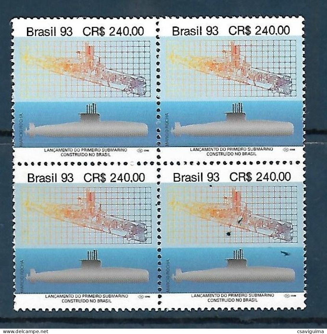 Brasil (Brazil) - 1993 - Block Of 4: Transport: Submarines - Yv 2150 - Submarines