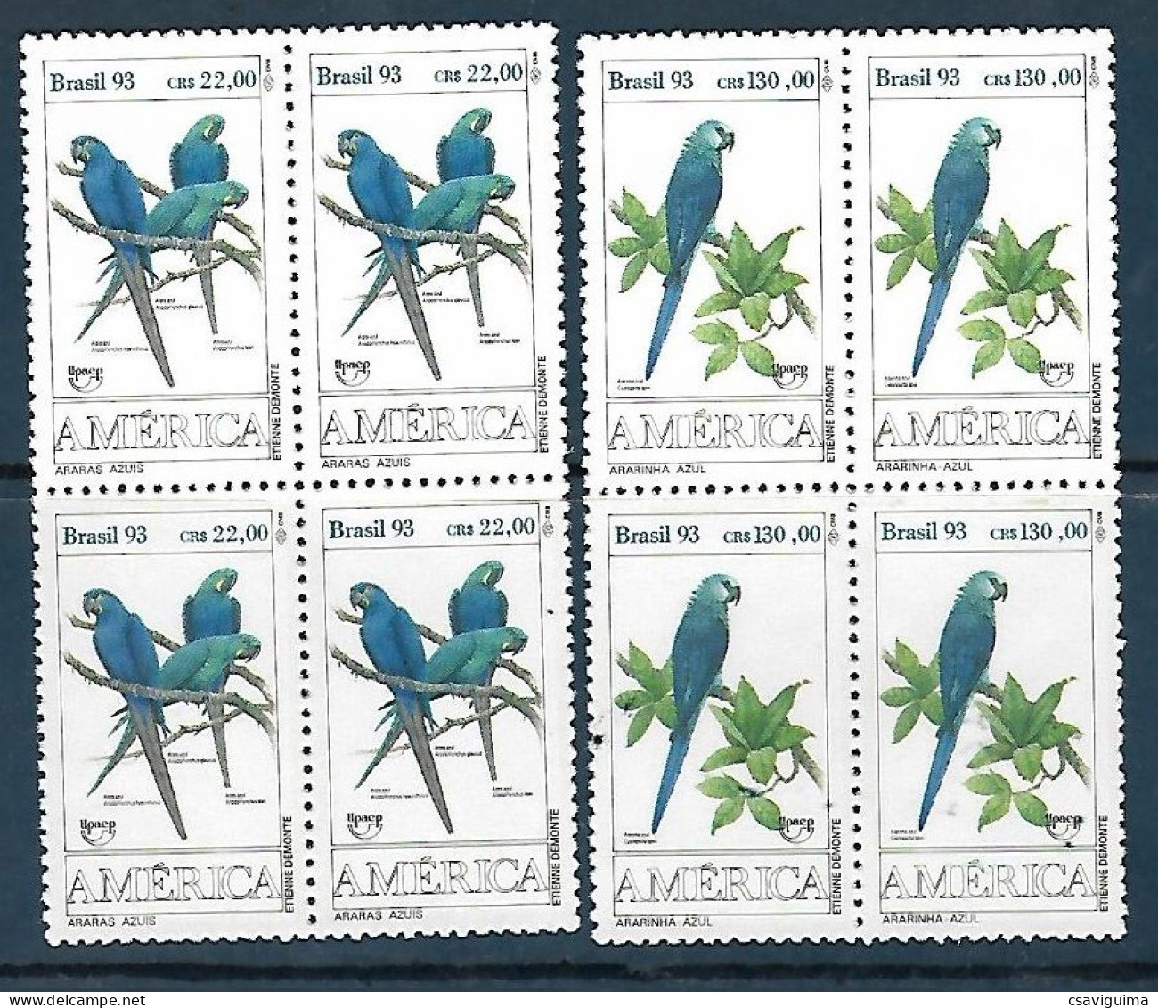 Brasil (Brazil) - 1993 - Block Of 4: Birds Endangered - Yv 2136/37 - Perroquets & Tropicaux