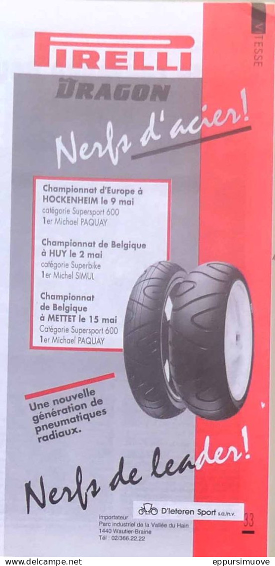 Publicité Papier PNEU PIRELLI Mai 1993 MOC80 - Pubblicitari