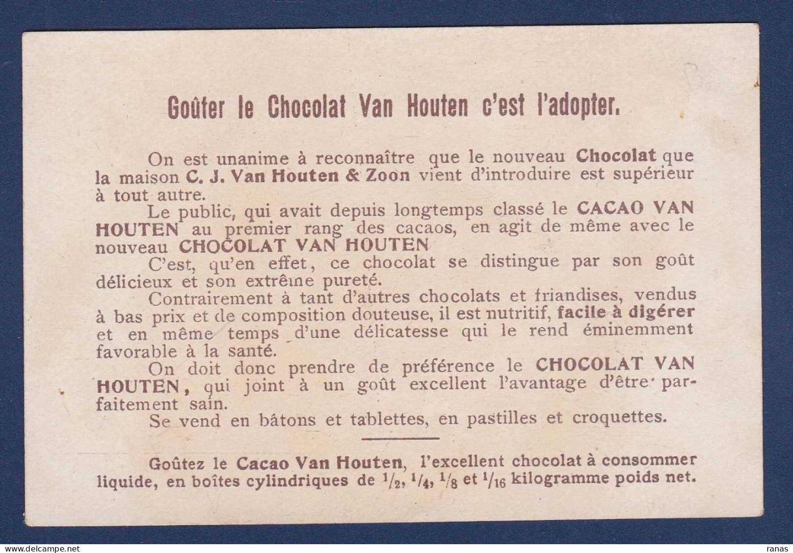 Chromo Russie Russia Russian Type Voir Dos Publicité Chocolat Van Houten Chemin De Fer Transsibérien - Russie