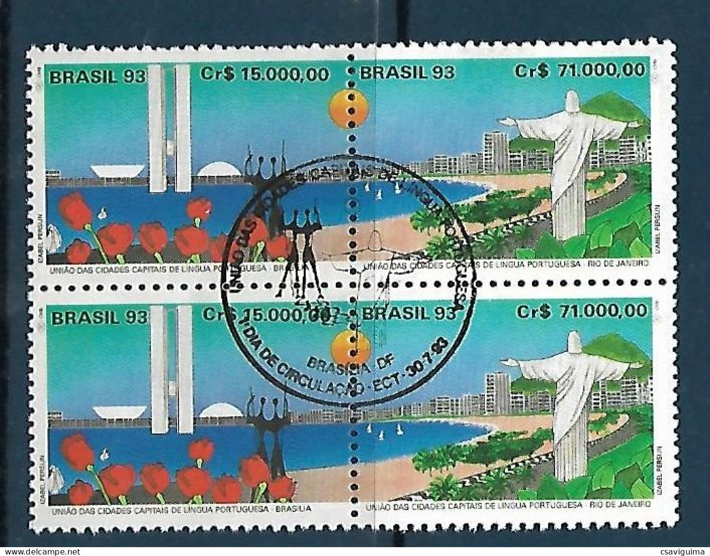 Brasil (Brazil) - 1993 - Block Of 4 CBC: Tourism: Brasilia / Rio - Yv 2119/20 - Andere & Zonder Classificatie