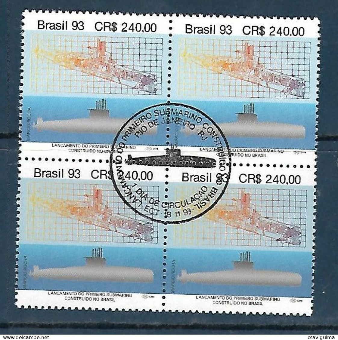 Brasil (Brazil) - 1993 - Block Of 4 CBC: Transport: Submarines - Yv 2150 - Sottomarini