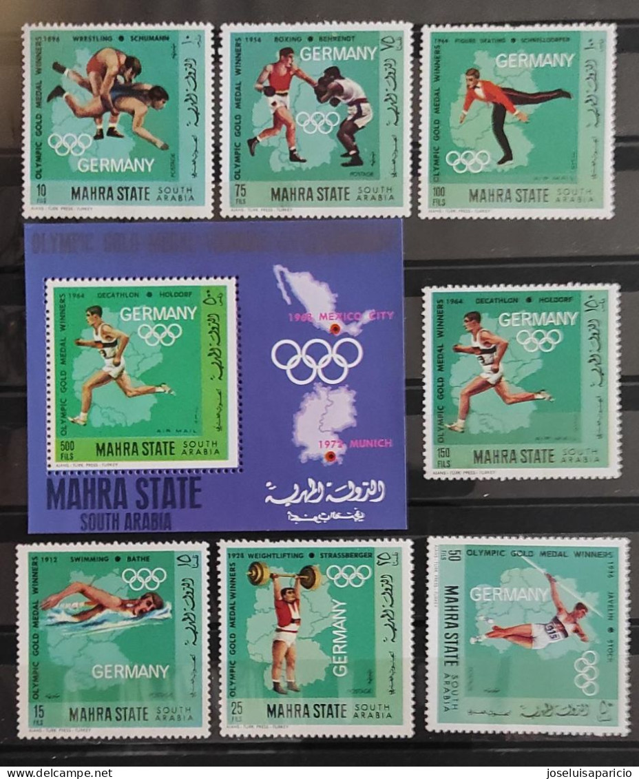 ADEN.MAHRA STATE- MEDALLAS DE ORO ALEMANAS EN LOS J. OLIMPICOS DEL 1904 AL 1964 MNH++ - Zomer 1904: St. Louis