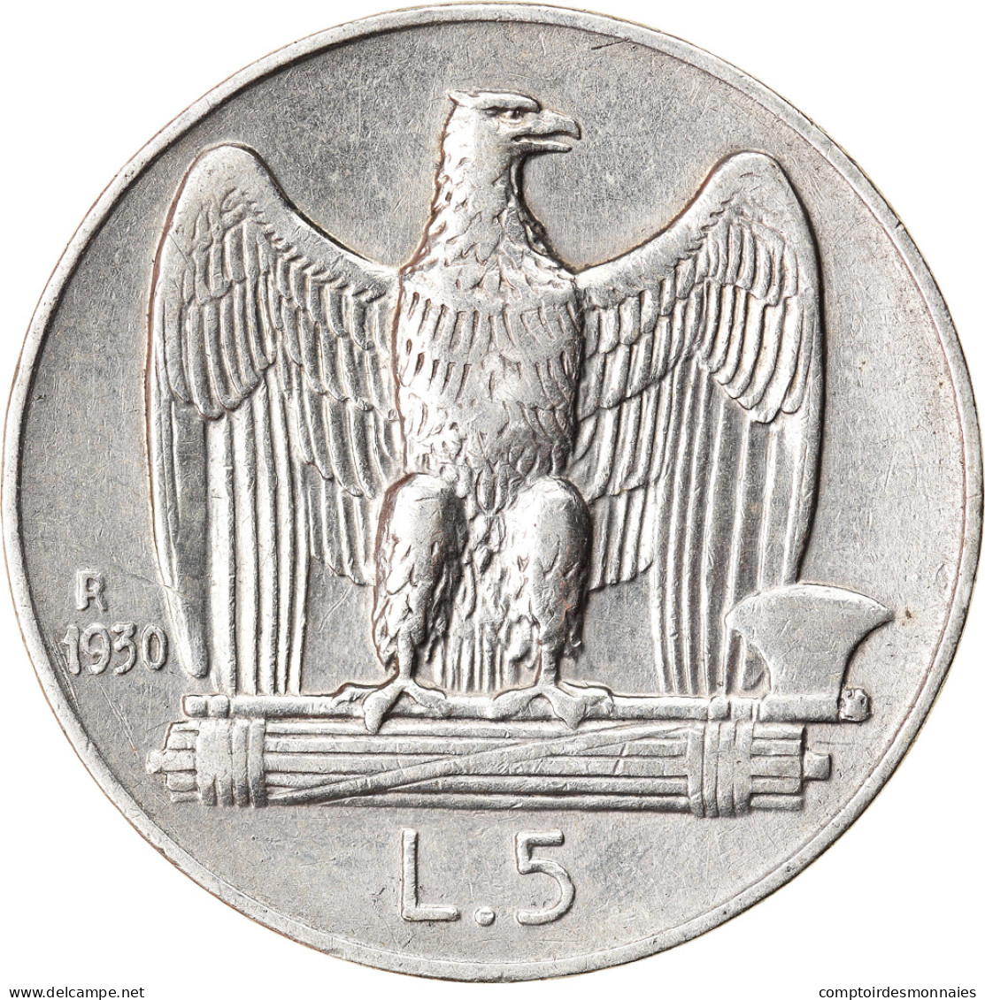 Monnaie, Italie, Vittorio Emanuele III, 5 Lire, 1930, Rome, TTB, Argent, KM:67.1 - 1900-1946 : Victor Emmanuel III & Umberto II