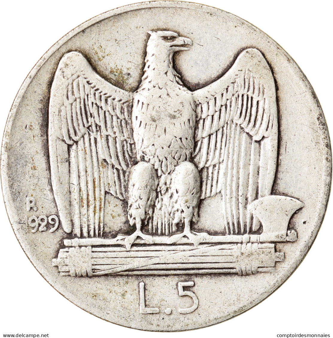 Monnaie, Italie, Vittorio Emanuele III, 5 Lire, 1929, Rome, TB+, Argent, KM:67.2 - 1900-1946 : Victor Emmanuel III & Umberto II