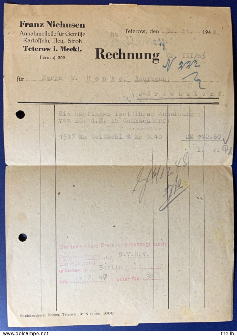 Bedarfsbrief (Rechnung), SBZ, 1948 - Entiers Postaux