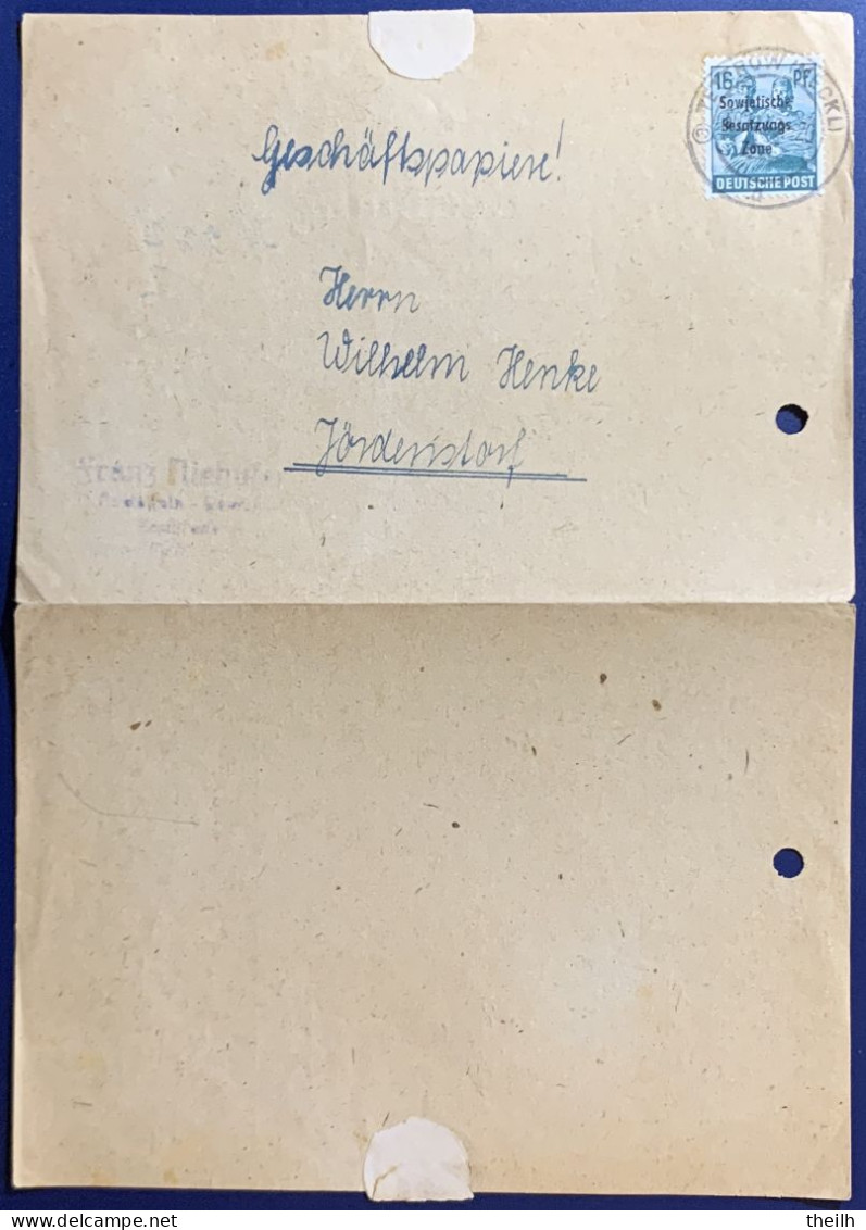 Bedarfsbrief (Rechnung), SBZ, 1948 - Entiers Postaux