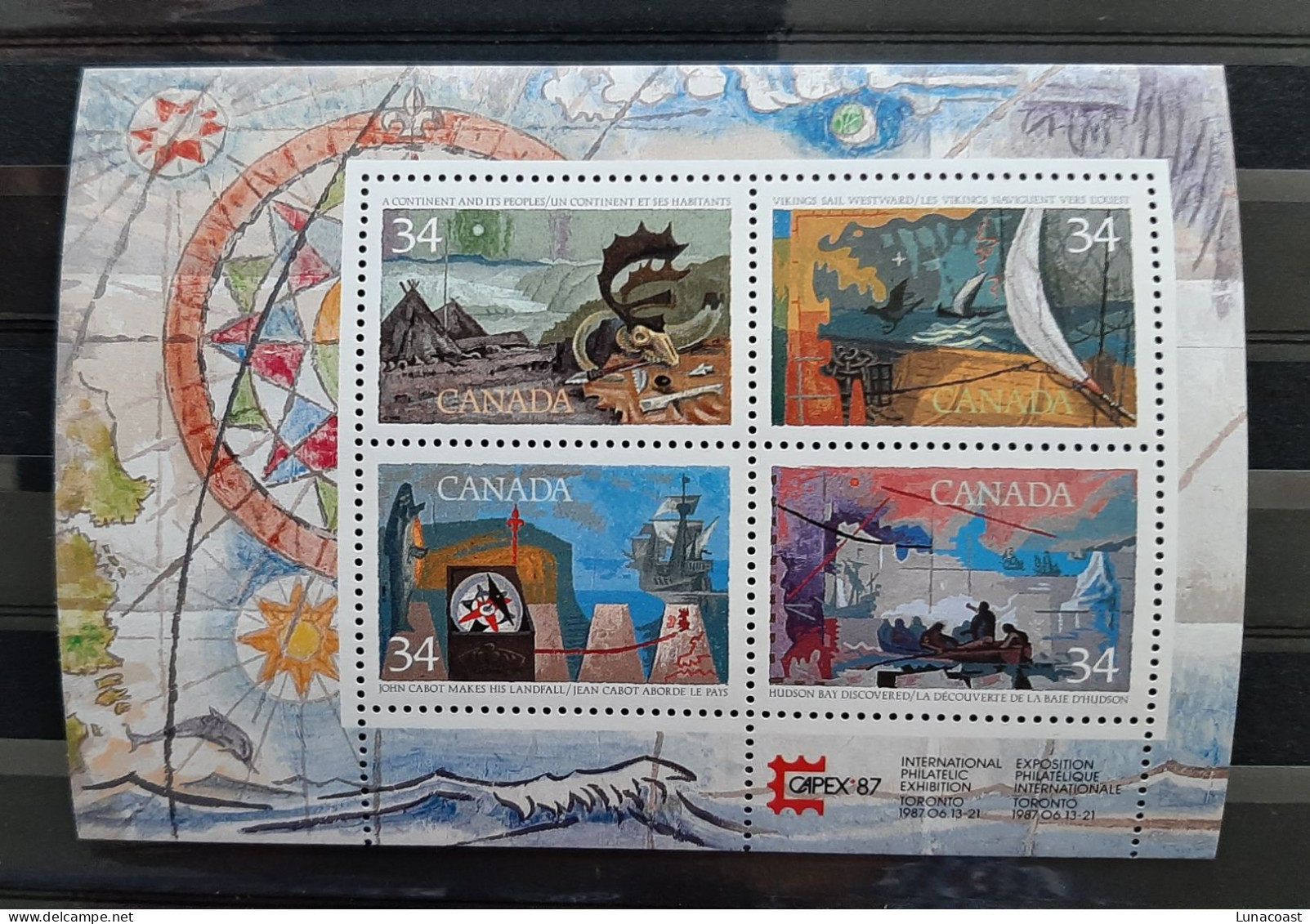 Canada 1986 MNH Sc #1107b**   1.36$ Souvenir Sheet, Exploration- 1 - Neufs