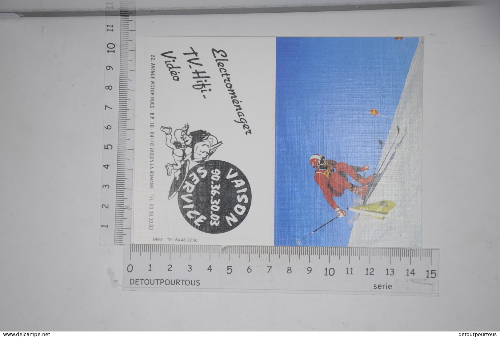 Mini Calendrier 1990 Radio TV Hifi VAISON Service 84110 La Romaine Illustration Ski De Piste Skieur - Petit Format : 1981-90