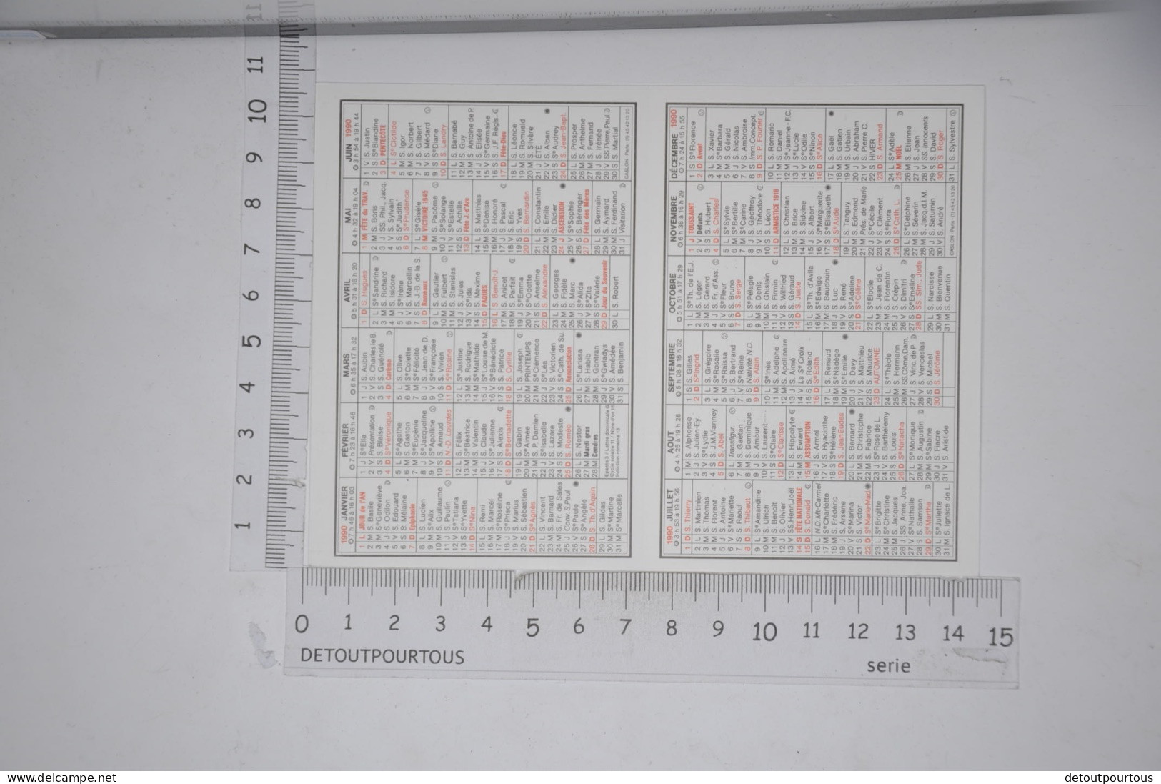 Mini Calendrier 1990 Radio TV Hifi VAISON Service 84110 La Romaine Illustration Ski De Piste Skieur - Small : 1981-90