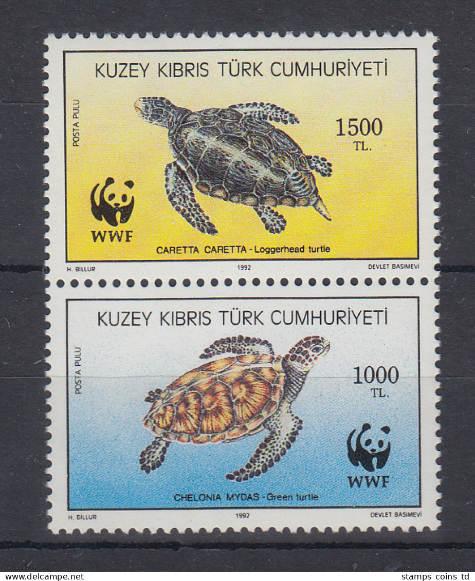 Türkisch-Zypern 1992 EUROPA Schildkröten Mi.-Nr. 335-334 Senkr. Paar **  - Other & Unclassified