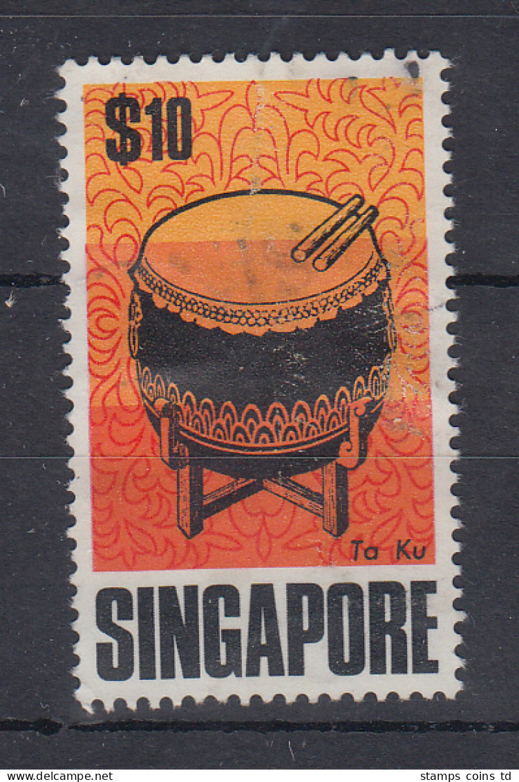 Singapur 1969 Traditionelle Musikinstrumente 10$ Trommel Mi.-Nr. 111 Gestempelt - Singapore (1959-...)
