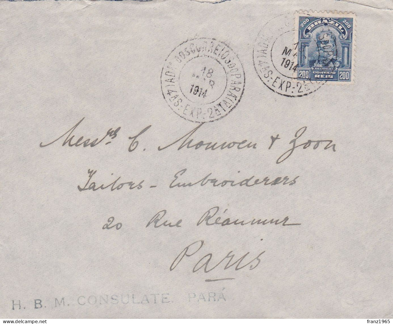 From Bresil To France - 1914 - Storia Postale