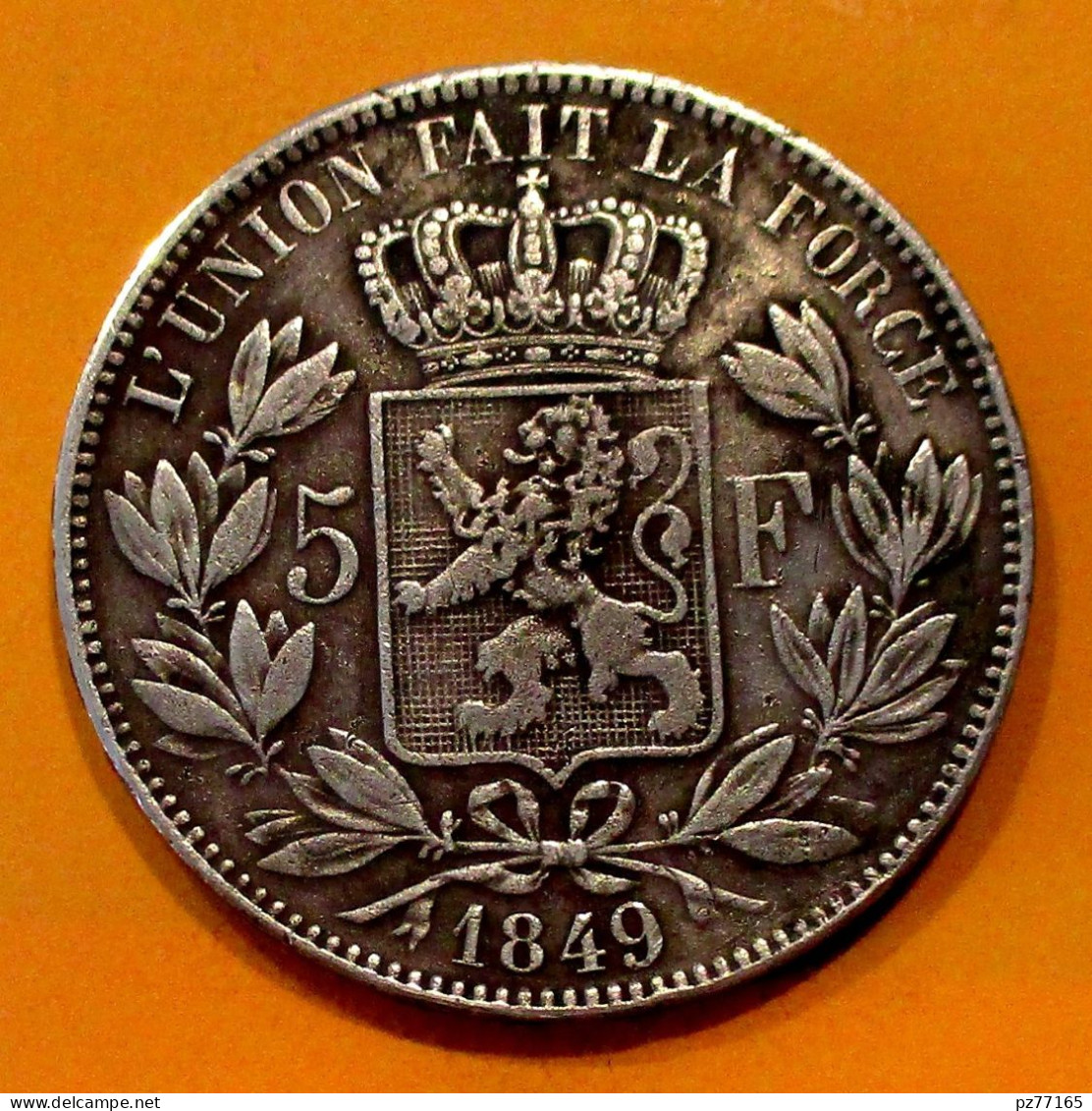 Belgique 5 Francs 1849,  Léopold I, TTB Qualité  //  Argent Silver - 5 Francs