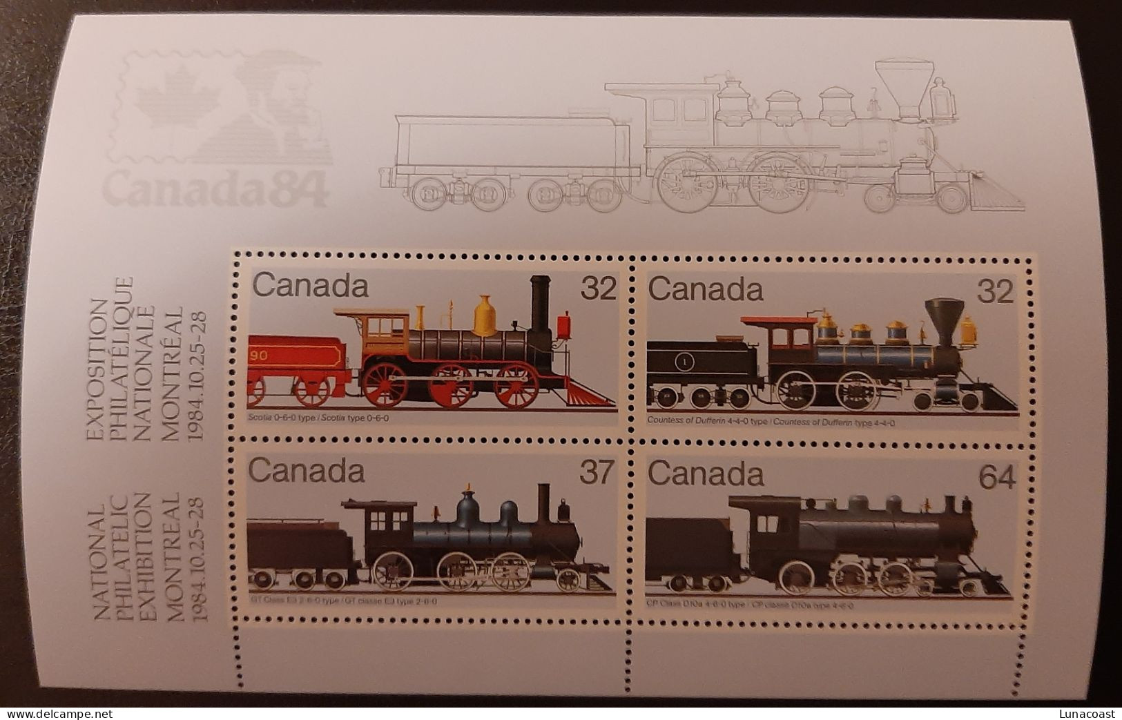 Canada 1984 MNH Sc #1039a**   1.65$ Souvenir Sheet, Locomotives -2 - Unused Stamps