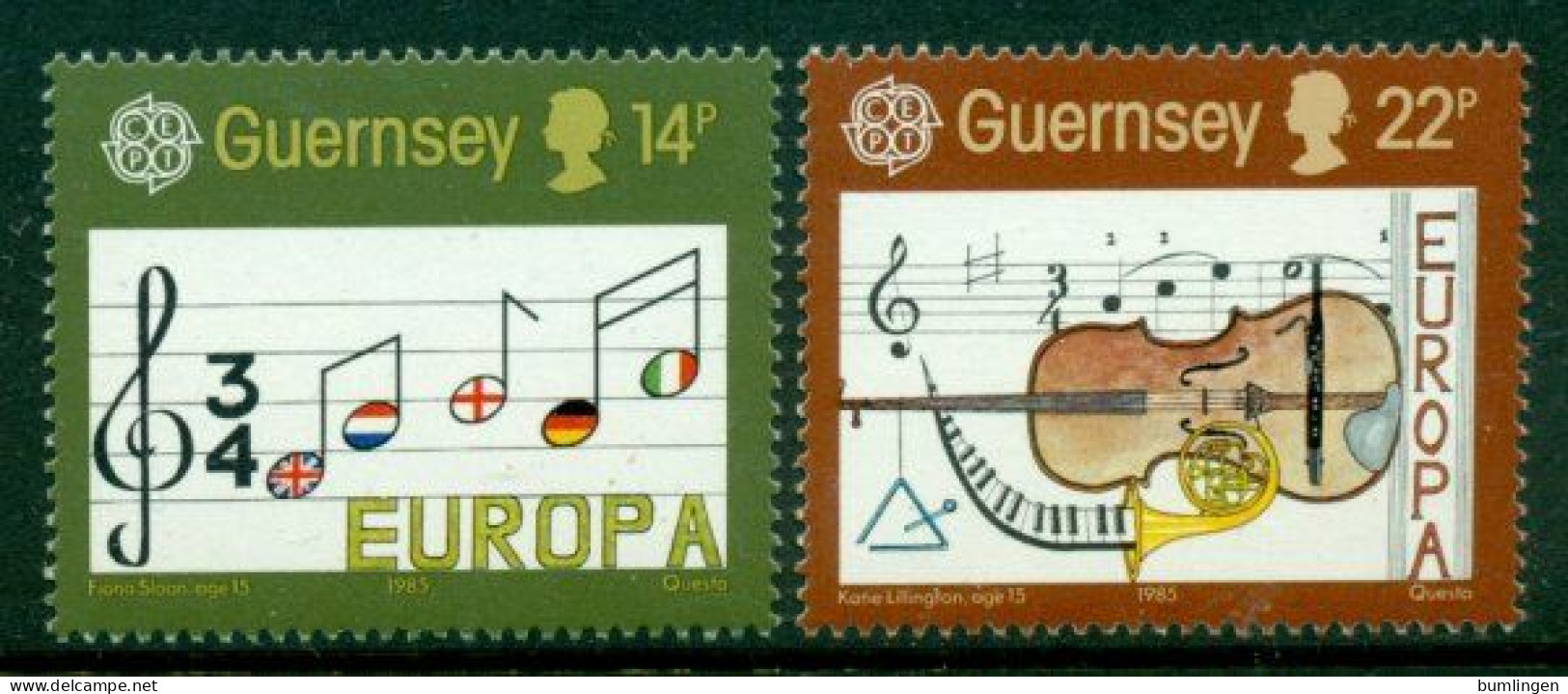 GUERNSEY 1985 Mi 322-23** Europa CEPT – European Music Year [B451] - 1985