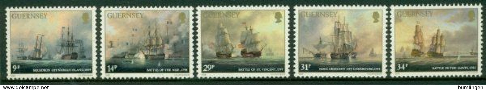 GUERNSEY 1986 Mi 352-56** 150th Anniversary Of The Death Of Admiral Lord James De Saumarez [B452] - Militares