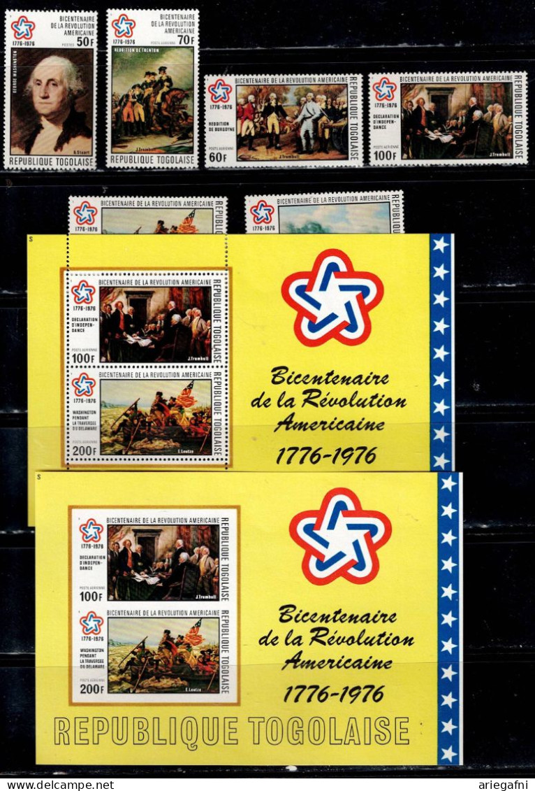 TOGO 1976 200 YEARS INDEPENDENCE OF THE UNITED AMERICA MI No 1144-9+BLOCK 101A+B MNH VF!! - Togo (1960-...)