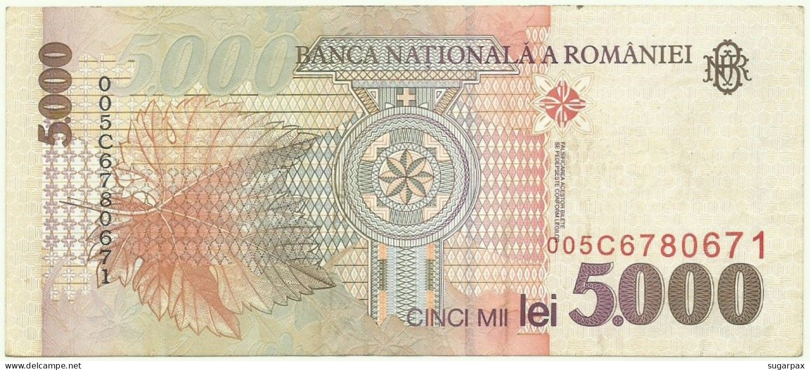 ROMANIA - 5.000 Lei - 1998 - Pick 107 - Série 005C - 5000 - Rumänien