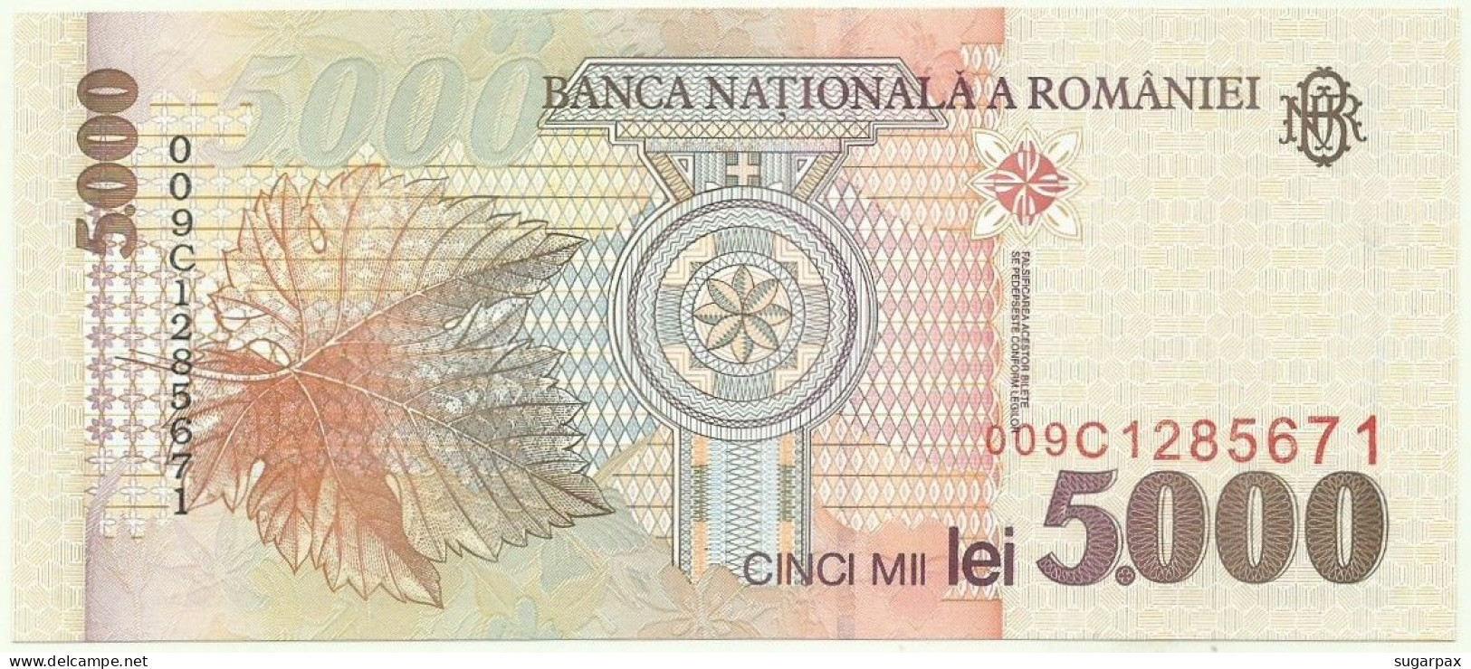 ROMANIA - 5.000 Lei - 1998 - Pick 107 - Unc. - Série 009C - 5000 - Roumanie