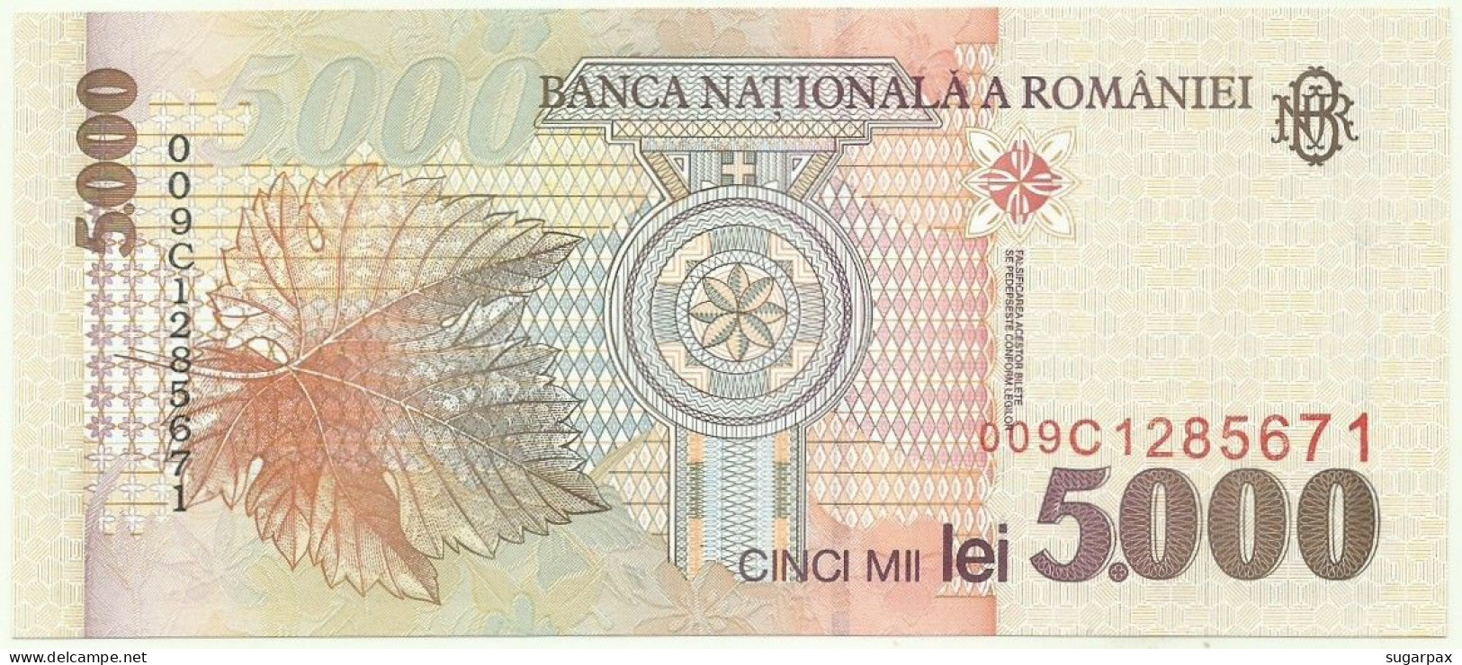 ROMANIA - 5.000 Lei - 1998 - Pick 107 - Unc. - Série 009C - 5000 - Romania