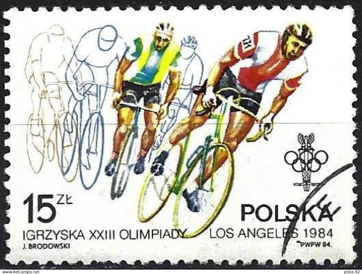 Poland 1984 - Mi 2915A - YT 2727 ( Los Angeles Olympic Games : Cycling ) - Oblitérés