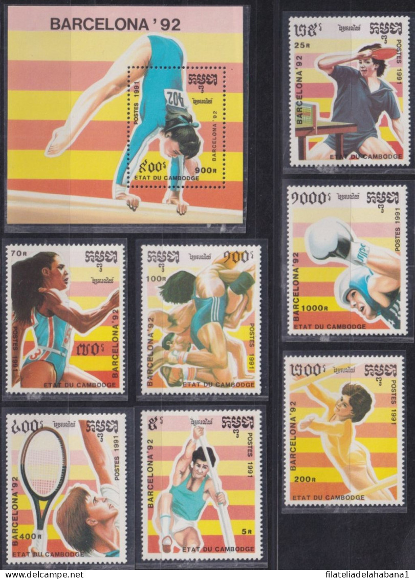 F-EX48901 CAMBODIA MNH 1991 OLYMPIC GAMES BARCELONA TENNIS PIN PONG BOXING. - Verano 1992: Barcelona