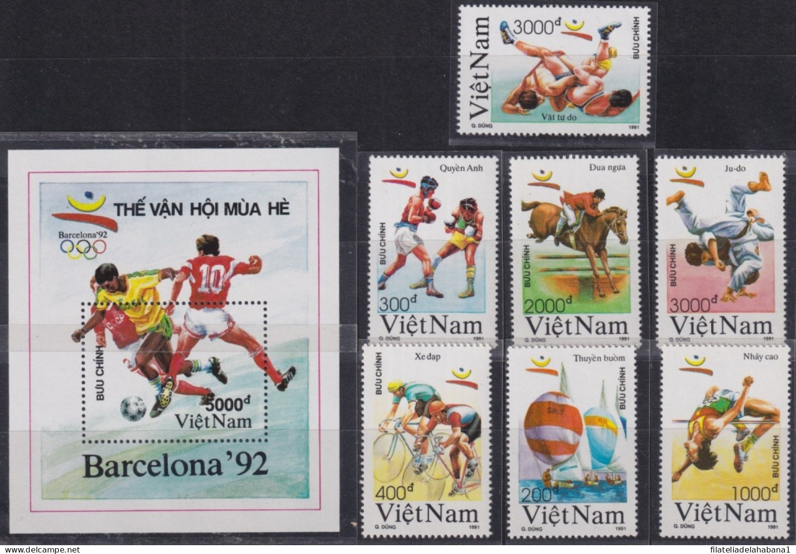 F-EX48899 VIETNAM MNH 1991 OLYMPIC GAMES BARCELONA TENNIS CICLING JUDO SOCCER - Verano 1992: Barcelona