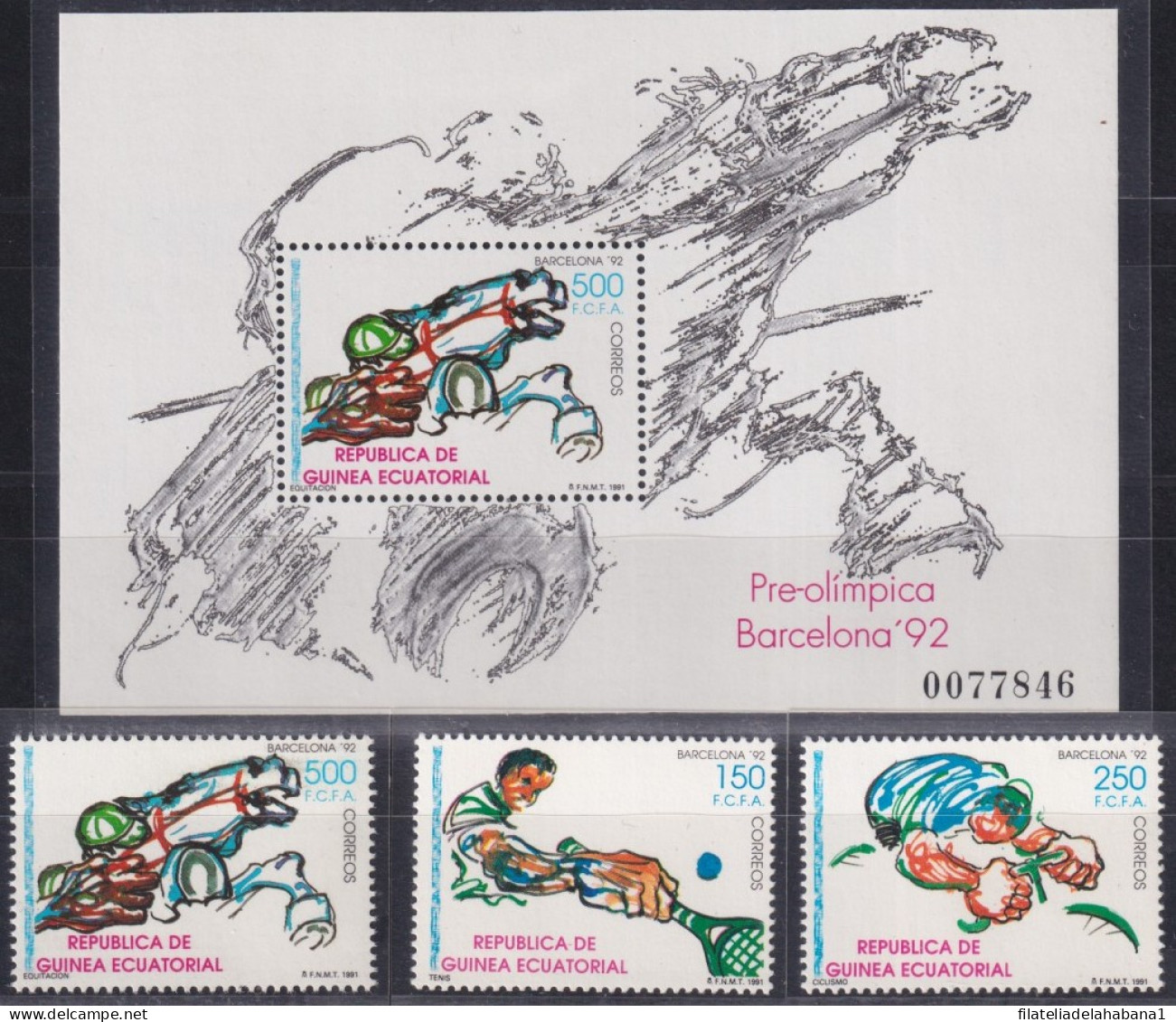 F-EX48876 GUINEA ECUATORIAL MNH 1992 PRE-OLYMPIC GAMES BARCELONA TENNIS CICLING.  - Verano 1992: Barcelona
