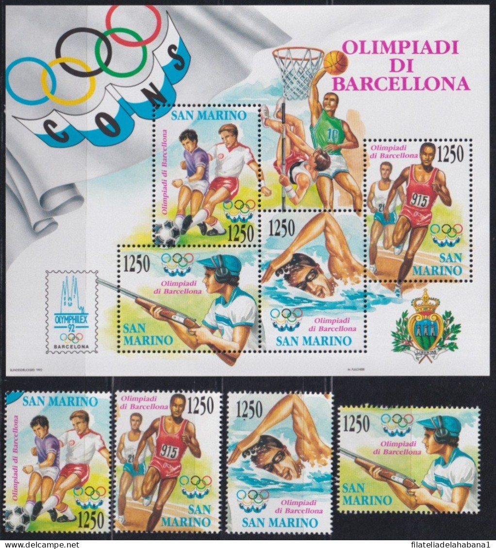 F-EX48116 SAN MARINO MNH 1992 OLYMPIC BARCELONA ATHLETISM SOCCER SWIMMING SHUTTER.  - Verano 1992: Barcelona