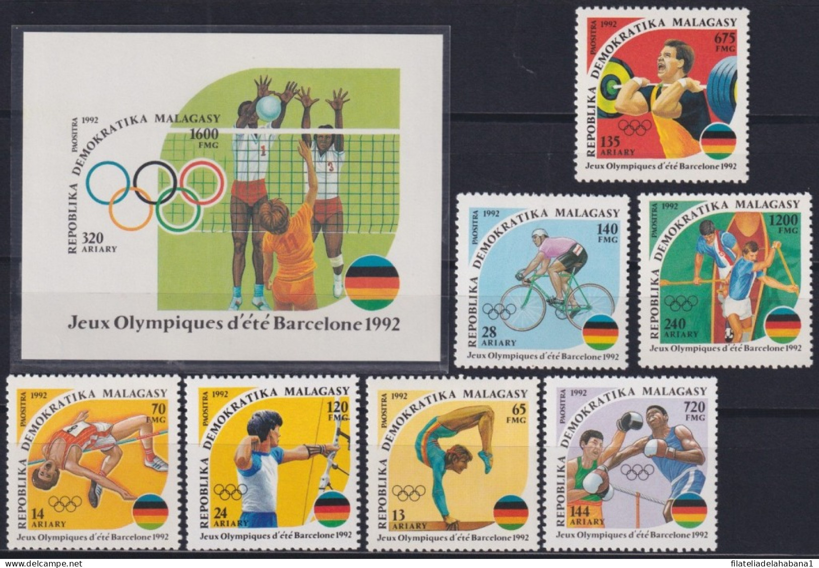 F-EX48909 MADAGASCAR MNH 1992 OLYMPIC BARCELONA CYCLE ATHLETISM BOXING VOLLEY ARCHERY.  - Verano 1992: Barcelona
