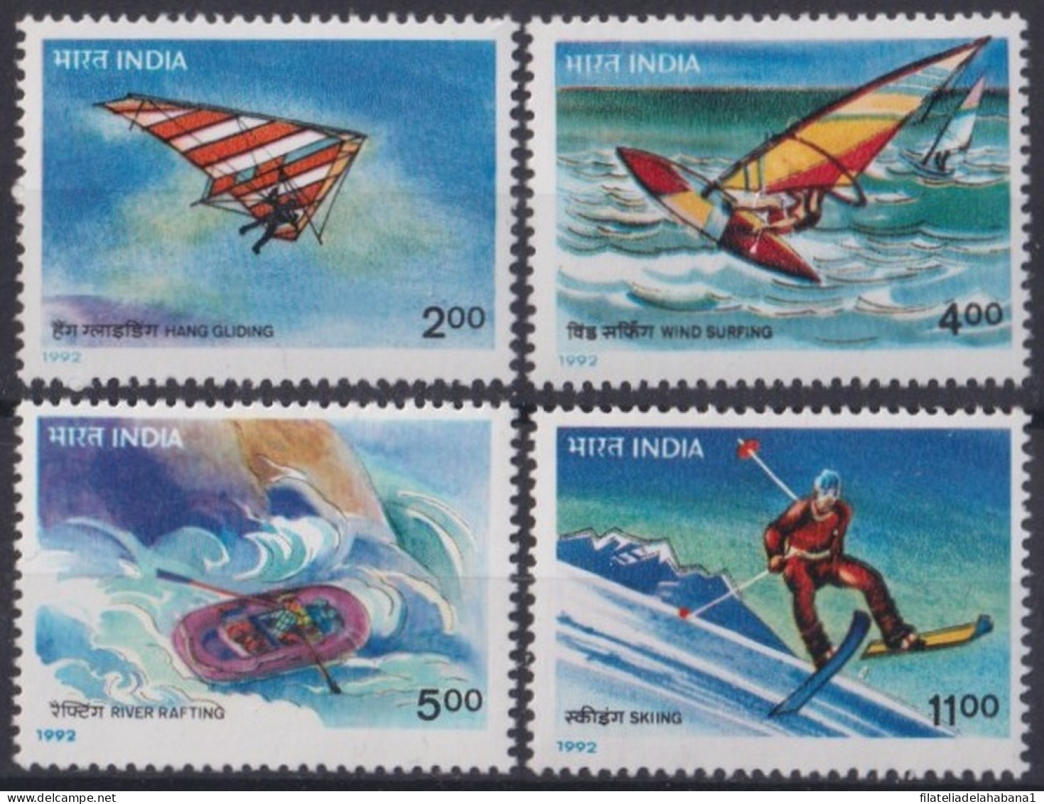 F-EX48869 INDIA MNH 1992 OLYMPIC GAMES BARCELONA SAILING RAFTING SURFING GLIDING.  - Verano 1992: Barcelona