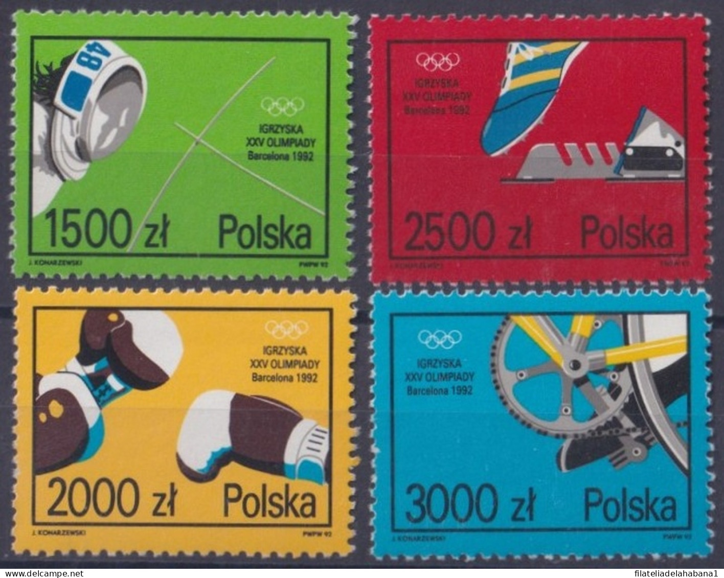 F-EX48859 POLAND MNH 1992 OLYMPIC GAMES BARCELONA CYCLING FENCING BOXING ATHLETISM.  - Verano 1992: Barcelona