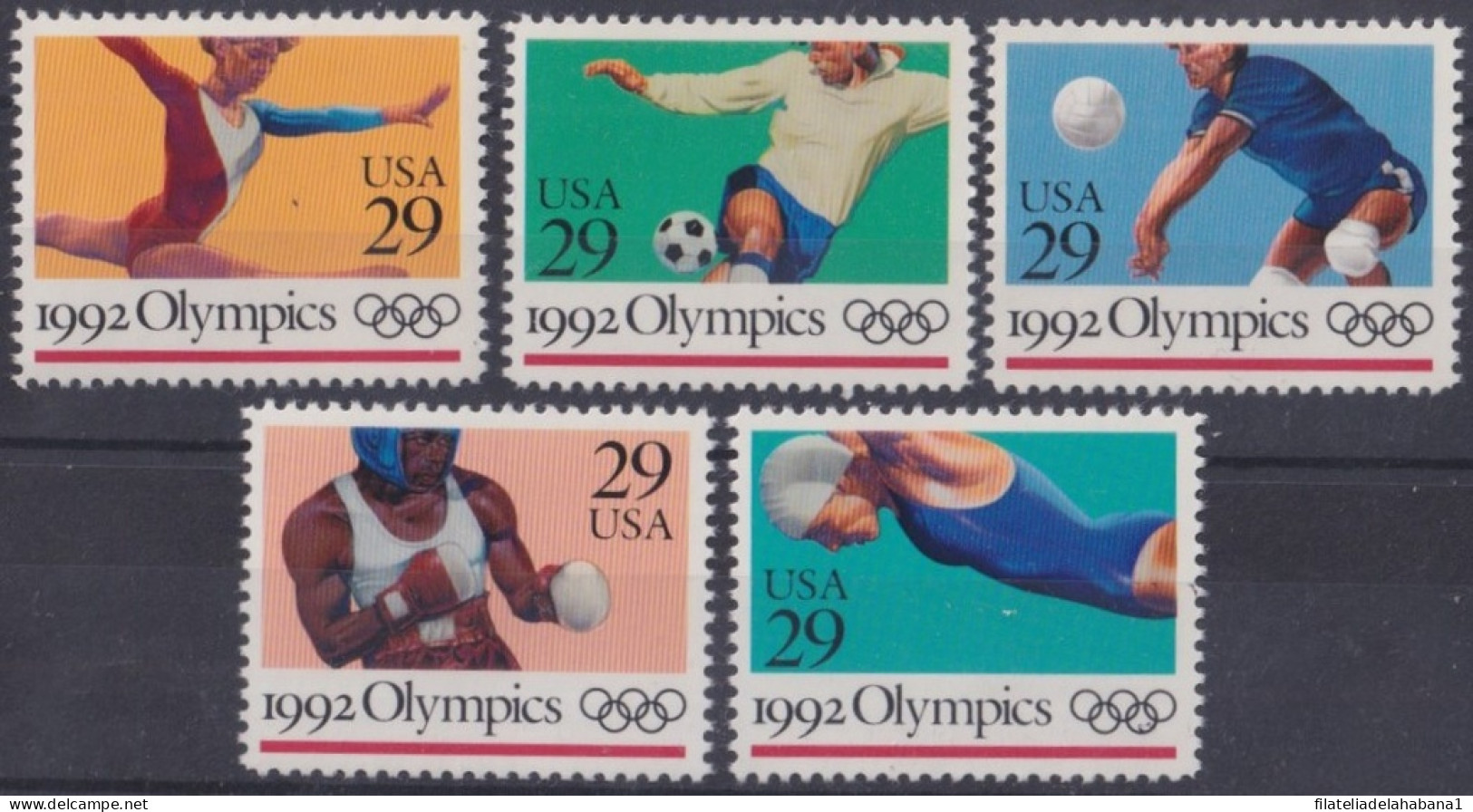 F-EX48860 USA US MNH 1992 OLYMPIC GAMES BARCELONA ARTISTIC GIMNASTIC SOCCER BOXING SWIMMING.  - Zomer 1992: Barcelona