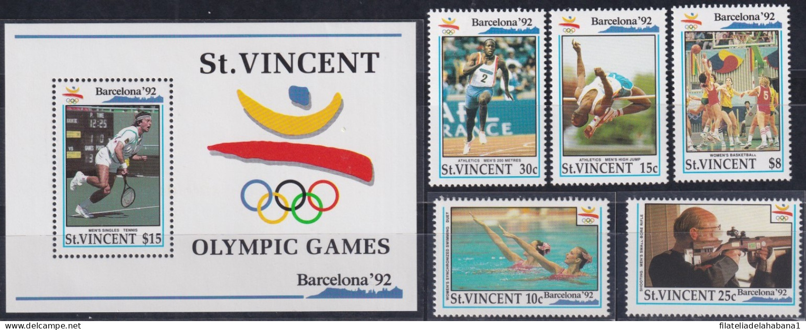 F-EX48920 ST VINCENT MNH 1992 OLYMPIC BARCELONA ATHLETISM ARCHERY TENNIS SHUTTER SWIMMING.  - Verano 1992: Barcelona