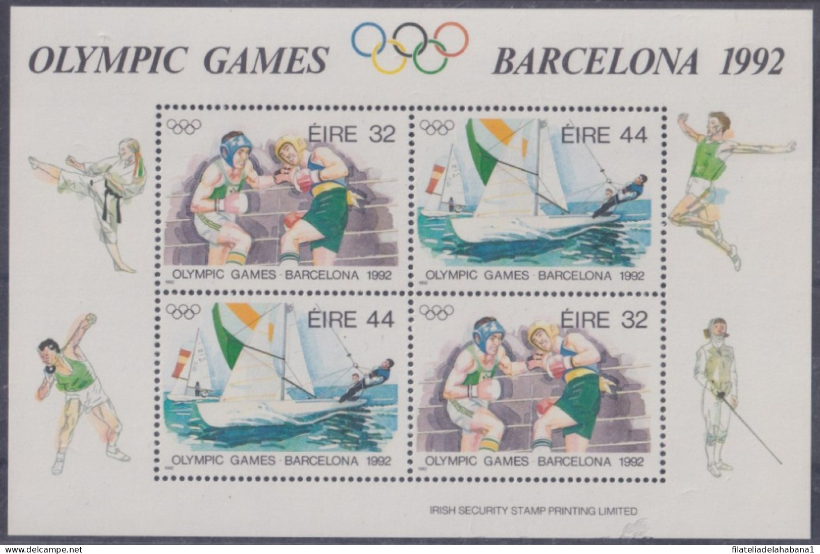 F-EX48918 EIRE IRELAND MNH 1992 OLYMPIC GAMES BARCELONA BOXING SAILING YACHTING. - Verano 1992: Barcelona