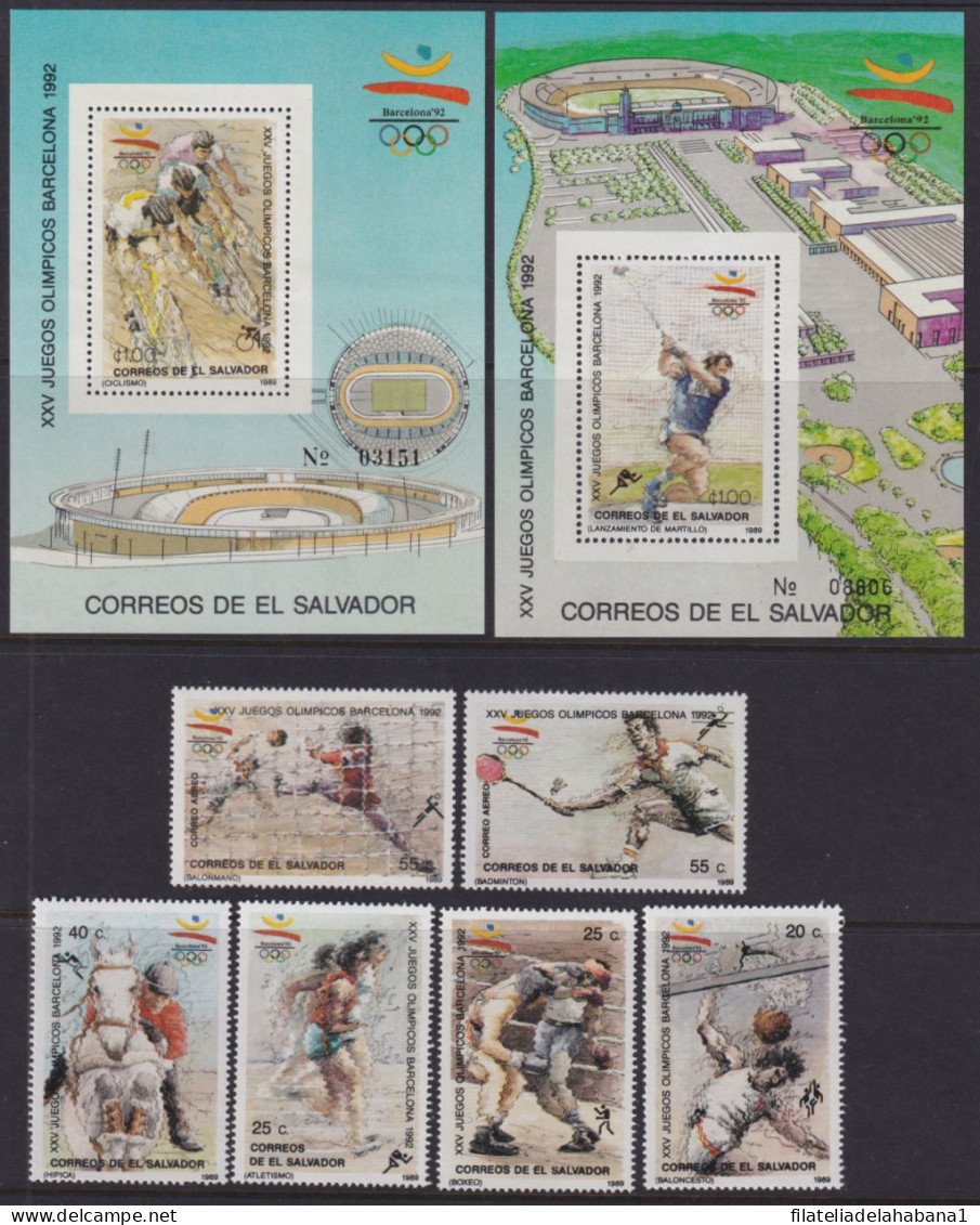 F-EX48892 EL SALVADOR MNH 1989 OLYMPIC BARCELONA LIMITED EDITION SPECIAL SHEET.  - Zomer 1992: Barcelona