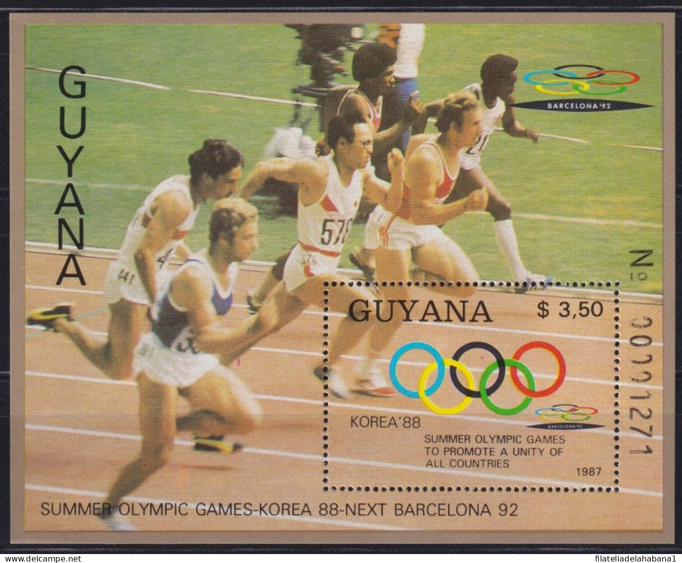 F-EX48857 GUYANA MNH 1988 SEOUL OLYMPIC GAMES TO BARCELONA ATHLETISM.  - Verano 1992: Barcelona