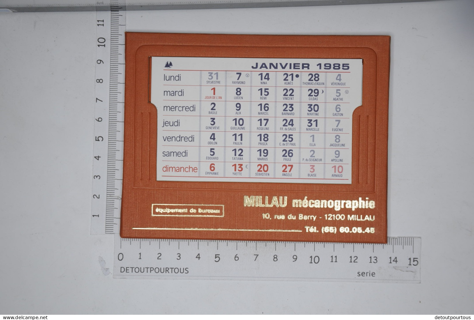 Mini Calendrier 1985 à Poser Avec 6 Feuillets Recto Verso Pour Les 12 Mois / MILLAU Mécanographie 12100 - Petit Format : 1981-90