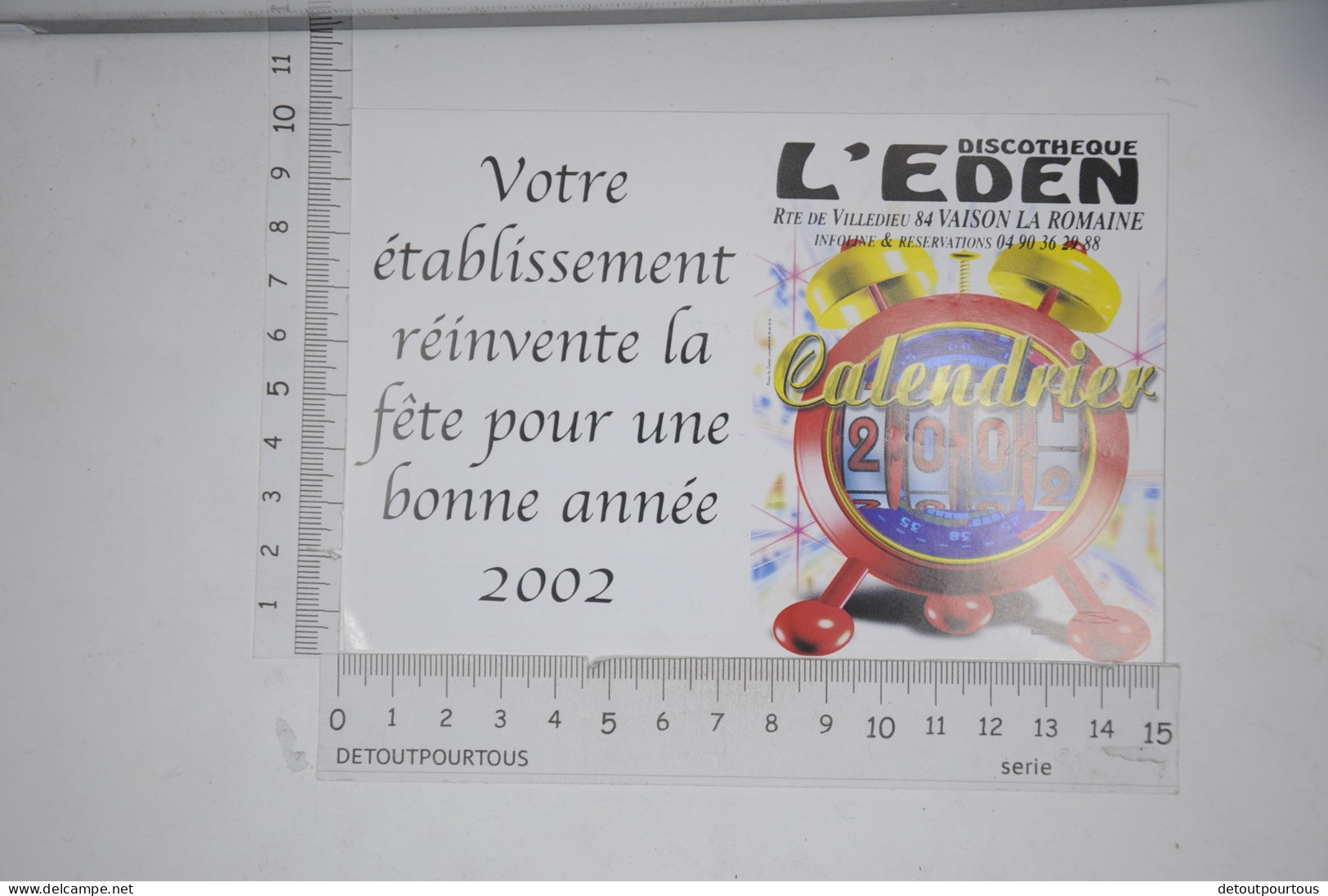 Mini Calendrier 2002 Discothèque L'EDEN 84 Vaison La Romaine - Tamaño Pequeño : 2001-...