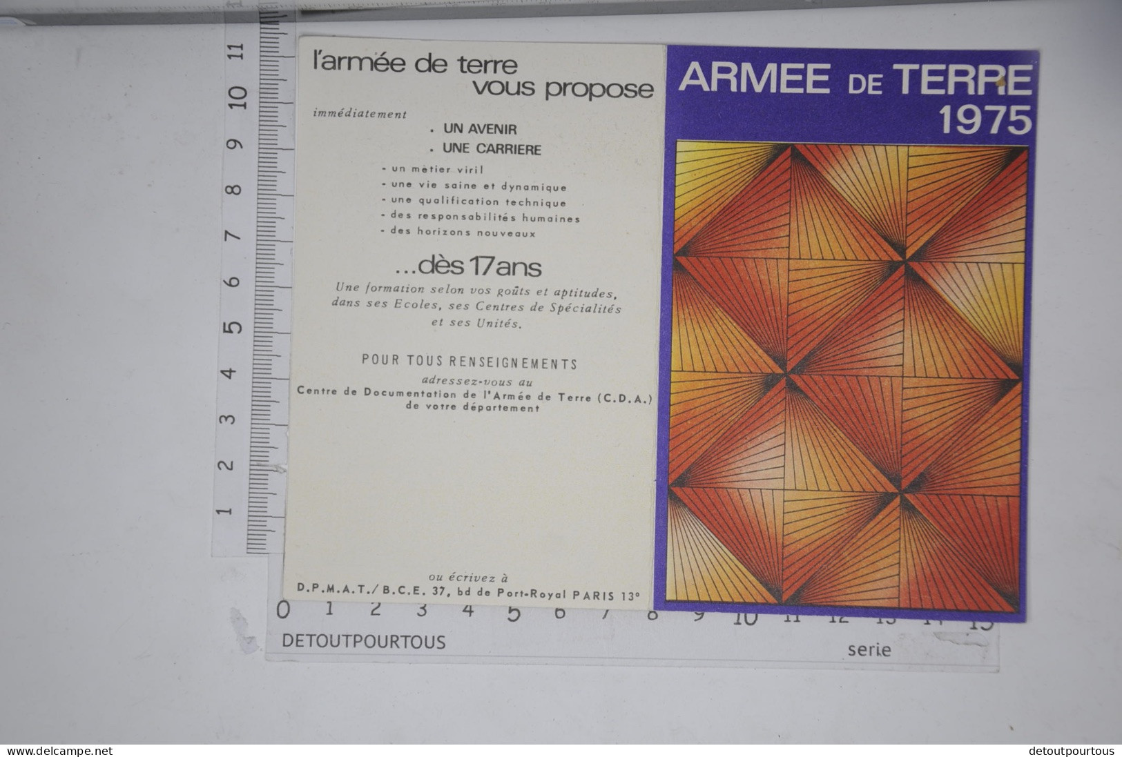 Mini Calendrier 1975 Armée De Terre - Petit Format : 1971-80