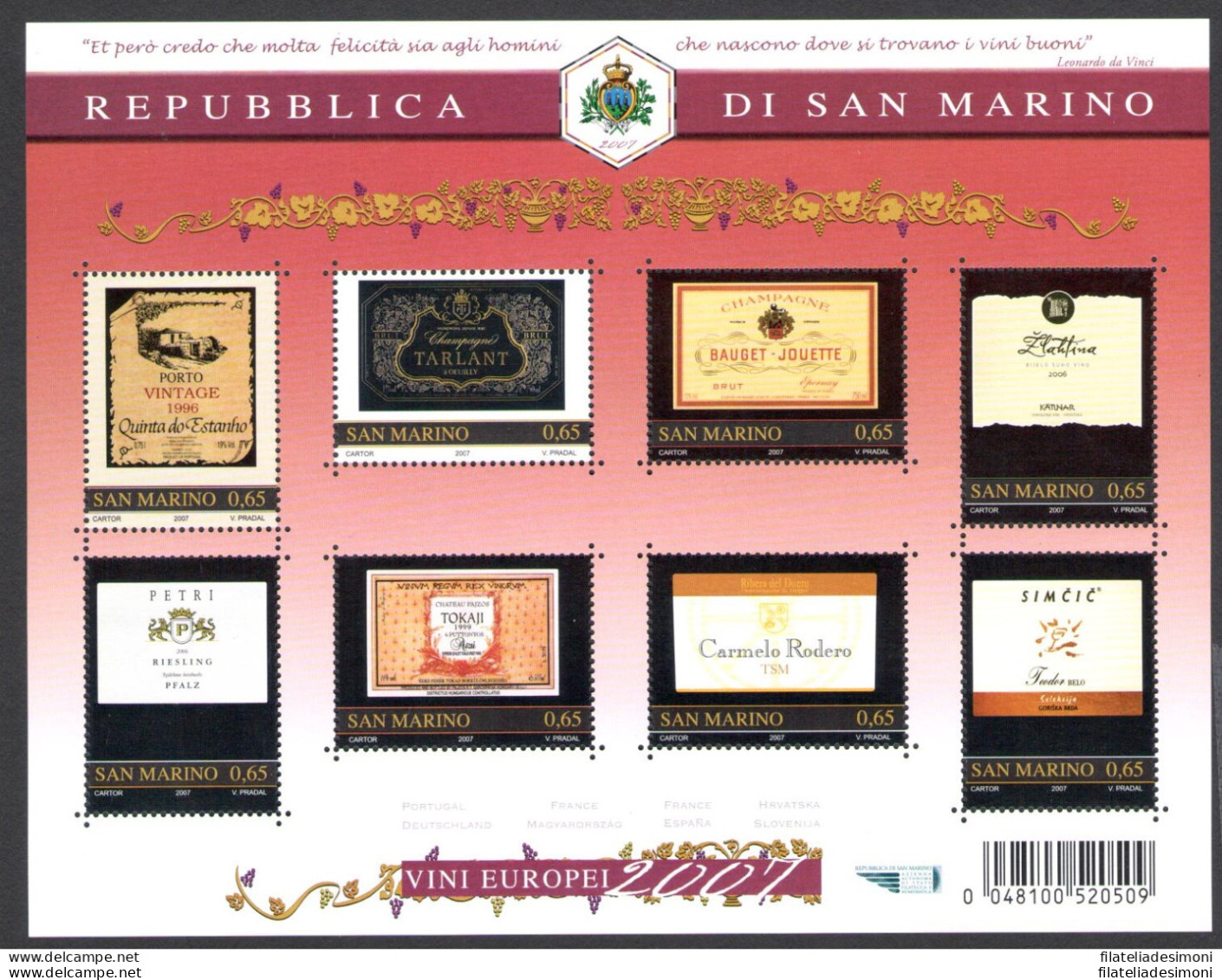 2007 San Marino, Francobolli Nuovi, Annata Completa, 32 Valori + 4 Foglietti - MNH** - Années Complètes