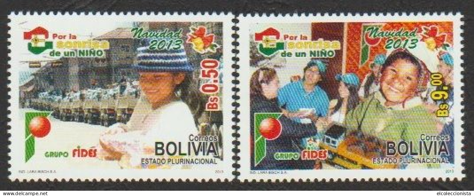 2013 Bolivian Child Holding Cristmas Gift MNH Scott 1575 1576 - Bolivie