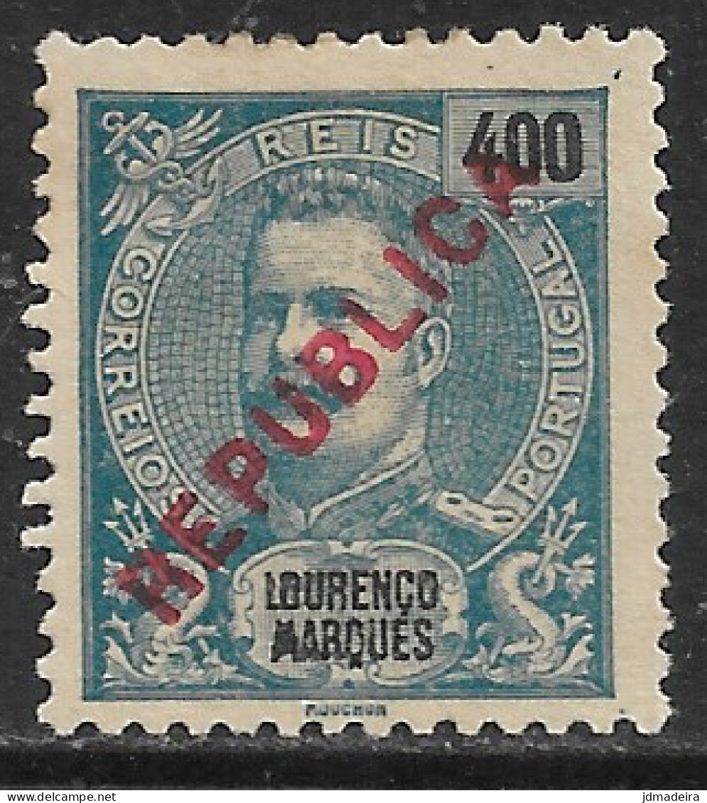 Lourenço Marques – 1917 King Carlos Local Overprint REPUBLICA 400 Réis Mint Stamp - Lourenco Marques